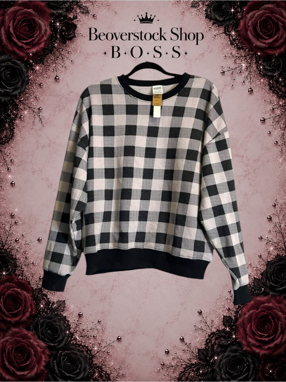New PINK Victoria’s Secret Buffalo Plaid Crewneck Sweatshirt – XS